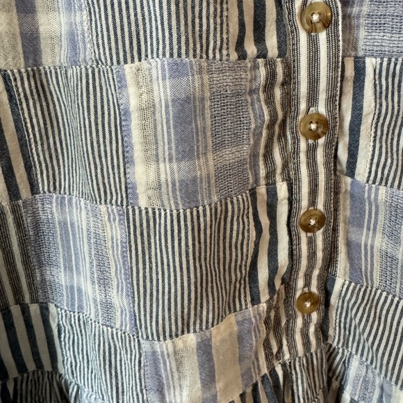 Maeve Anthropologie Size XL Zoe Swing Top Striped Patchwork Oversized Blue White - Picture 15 of 16